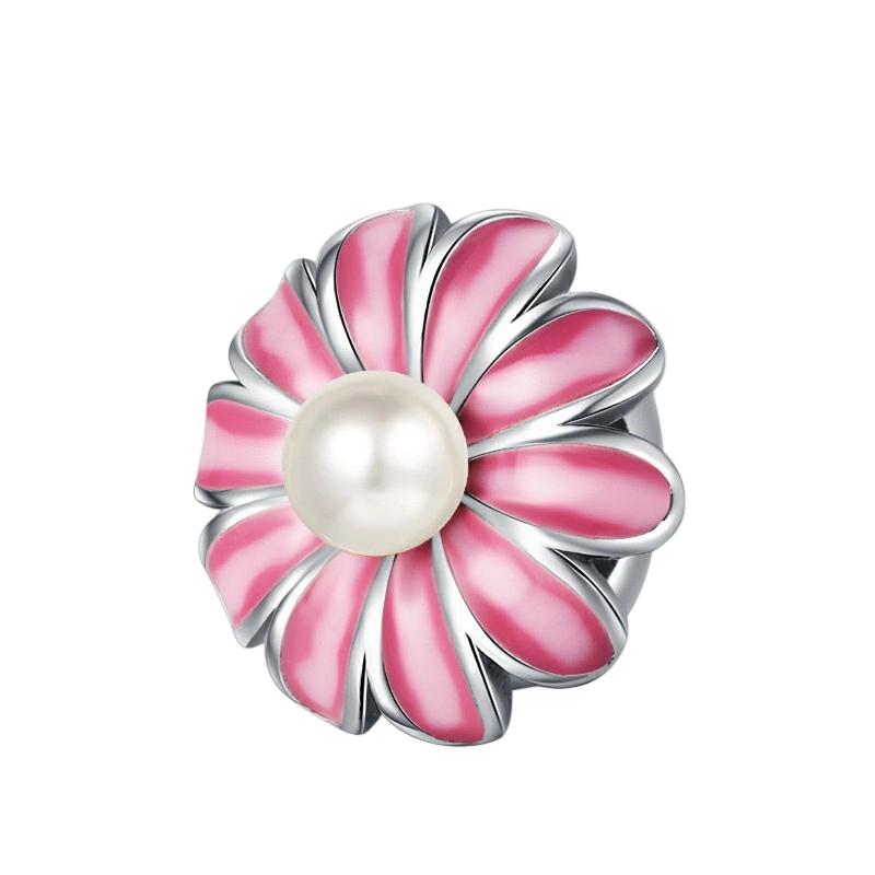 Pink Flowers Series Charm Beads Daisy Flower Clip Cherry Blossom Rose In Bloom Fit Original Bracelets Diy Jewelry Gifts