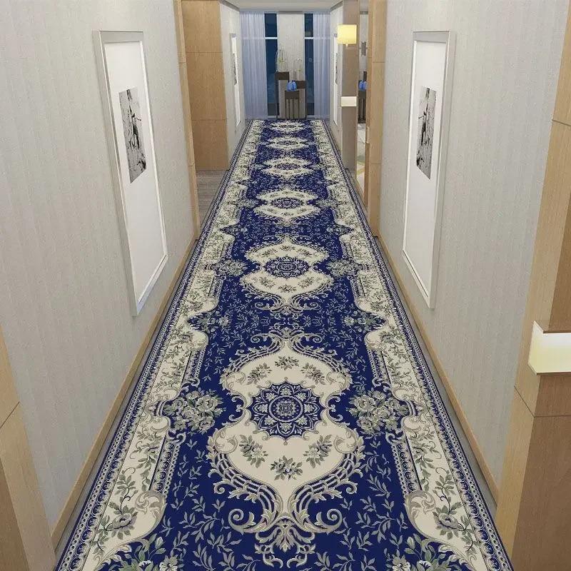 America European Long Corridor Carpet Luxury Decoration Hallway Rug Non-slip Easy Cleaning Floor Mat Stairway Runners Carpets