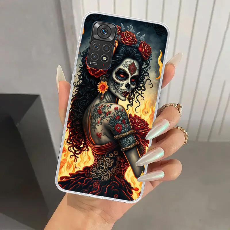 

Catrina Beautiful Rose Girl Skull Phone Case for Xiaomi Redmi Note 15 14 14S 13 12S 12 Pro 11S 11 Plus 11T 11E 10S Soft Funda Pr Redmi Note 15 Pro 5G