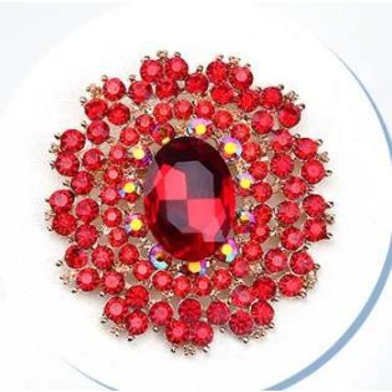 Classic Retro Stained Glass Large Brooch Imitation Crystal Luxury Badge Suit Dress Accessories