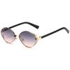 KAMMPT Fashion Retro Oval Gradient Shades Women's Original Brand Design Driving Sunglasses Chic Metal Rim Decor Sun Glasses