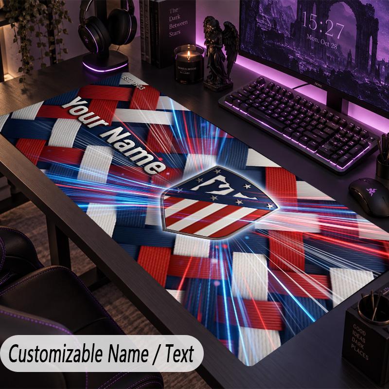 Custom Text Big Mousepad, Extended Desk Pad For Laptop Work GameAtletico Madrid FC