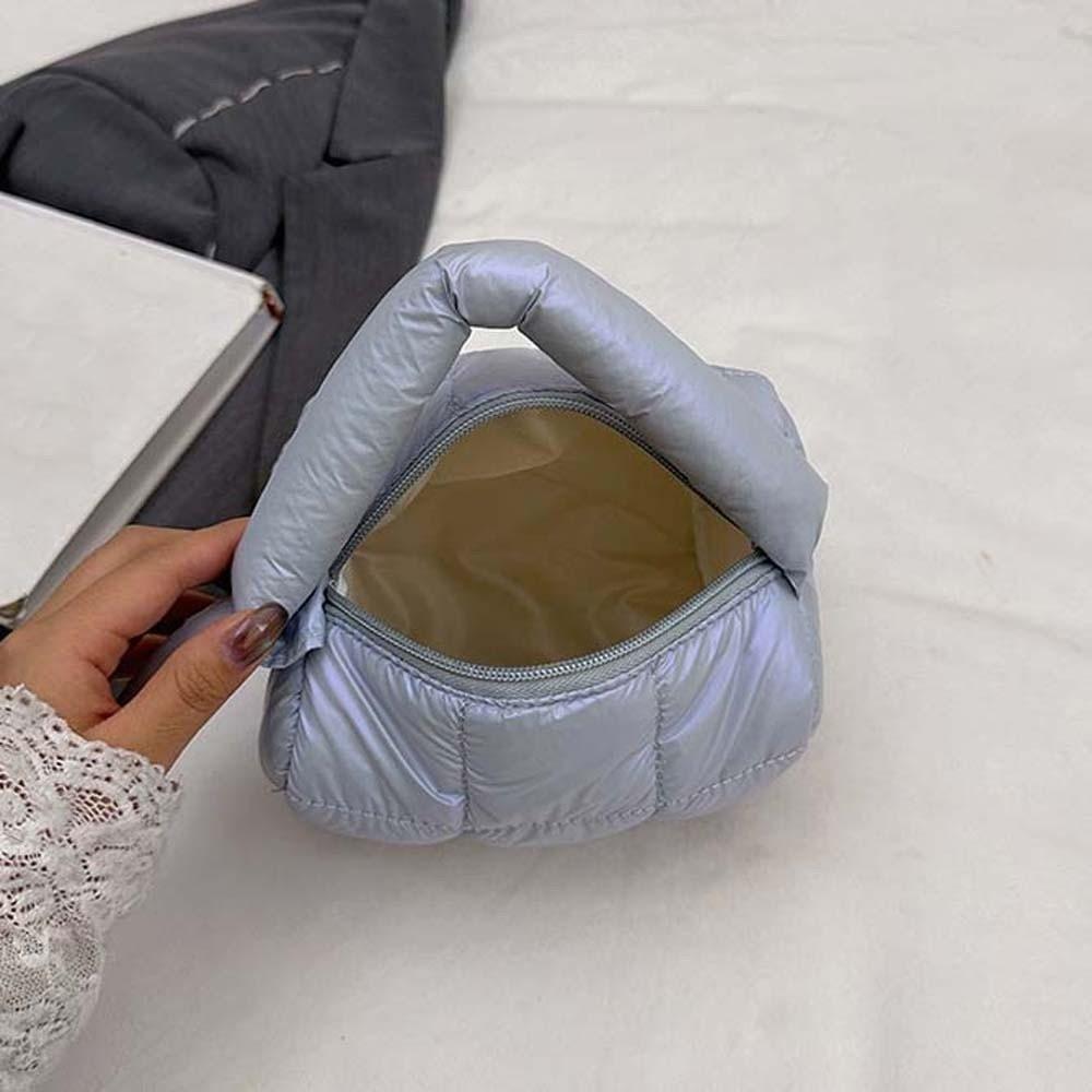 Quilted Puffy Tote Pouch Large Capacity Grid Puffer Handbag Cloud Pleatd Grid Bag  Travel