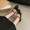 Retro Mary Jane single shoes, new autumn sub-evening evening breeze word with shallow mouth small leather shoes