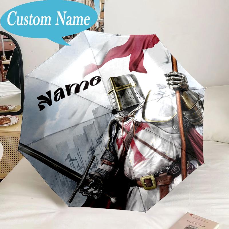 Custom Name Umbrella Knightly Valor Chivalry Umbrella 8-Frame for Travel, Camping, Casual Lightweight Portable, Essential for Family Gifts