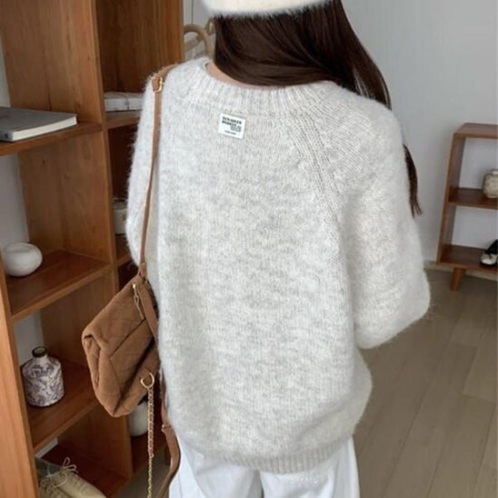 Navava Nk2717 Simple Daily Round Neck Long Sleeve Knit Sweater