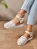 New Women Wedge Heel Espadrilles Closed Toe Slingback Platform Shoes Braided Espadrille Ankle Strap High Heeled Sandals