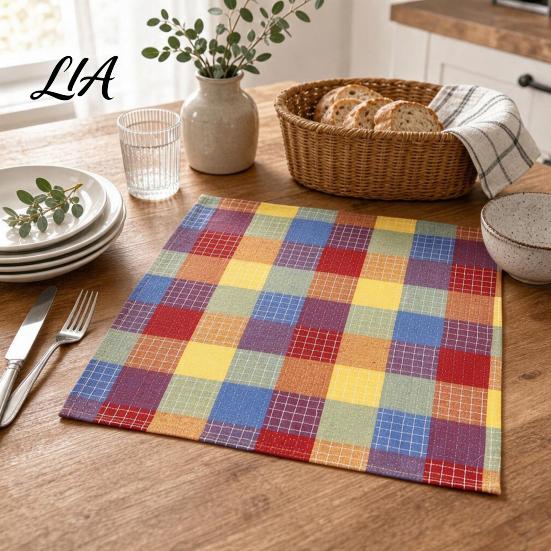 Foldable Napkins for Banquet Colorful Buffalo Check Napkin, Plaid Cotton Linen Retro Washable Cloth Christmas Napkin Dinner Table, Wedding, Party, 16