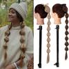 30” Synthetic Hair Fiber Heat-Resistant Straight Bubble Braid Ponytail Fake Hair Chip-in Hair Extensions Pony Tail Wig