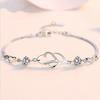 Korean Heart to Heart S925 Sterling Silver Bracelet with Diamond Inlay - Elegant Jewelry Gift for Women