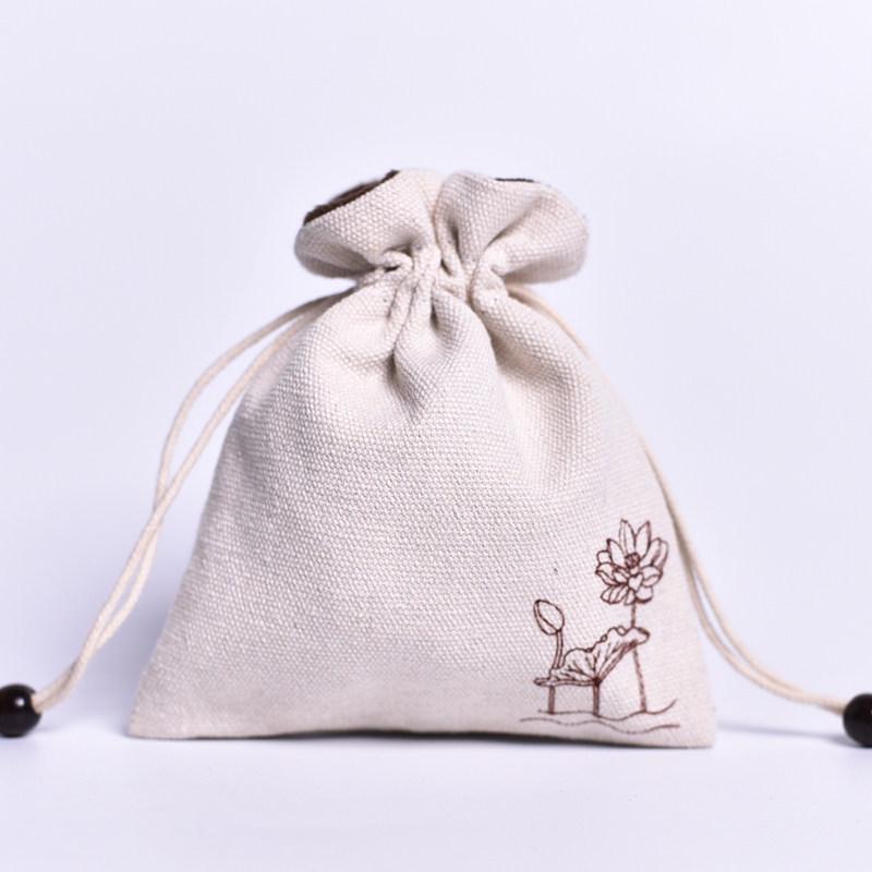 Lucky Drawstring Bracelet & Prayer Bead Bag - Cotton/Linen Cloth