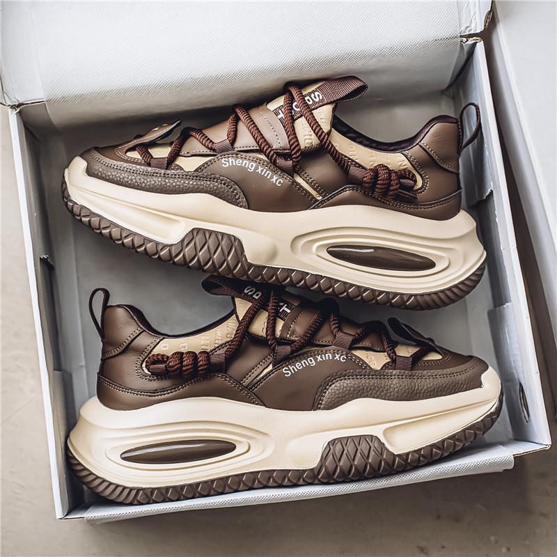 

Fashion leather light luxury casual dad shoes autumn and winter new men s shoes casual trend versatile sports low-top trendy shoes 44