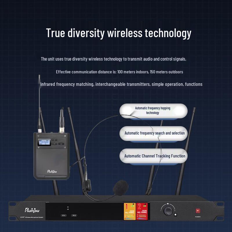 Runpu RP-SU102T Professional UHF Wireless Dual Microphone System (CN version)