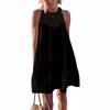 Women's Summer Hollowed-out Backless Dress Casual Sleeveless A-line Layered Swing Vest Beach Holiday Dress