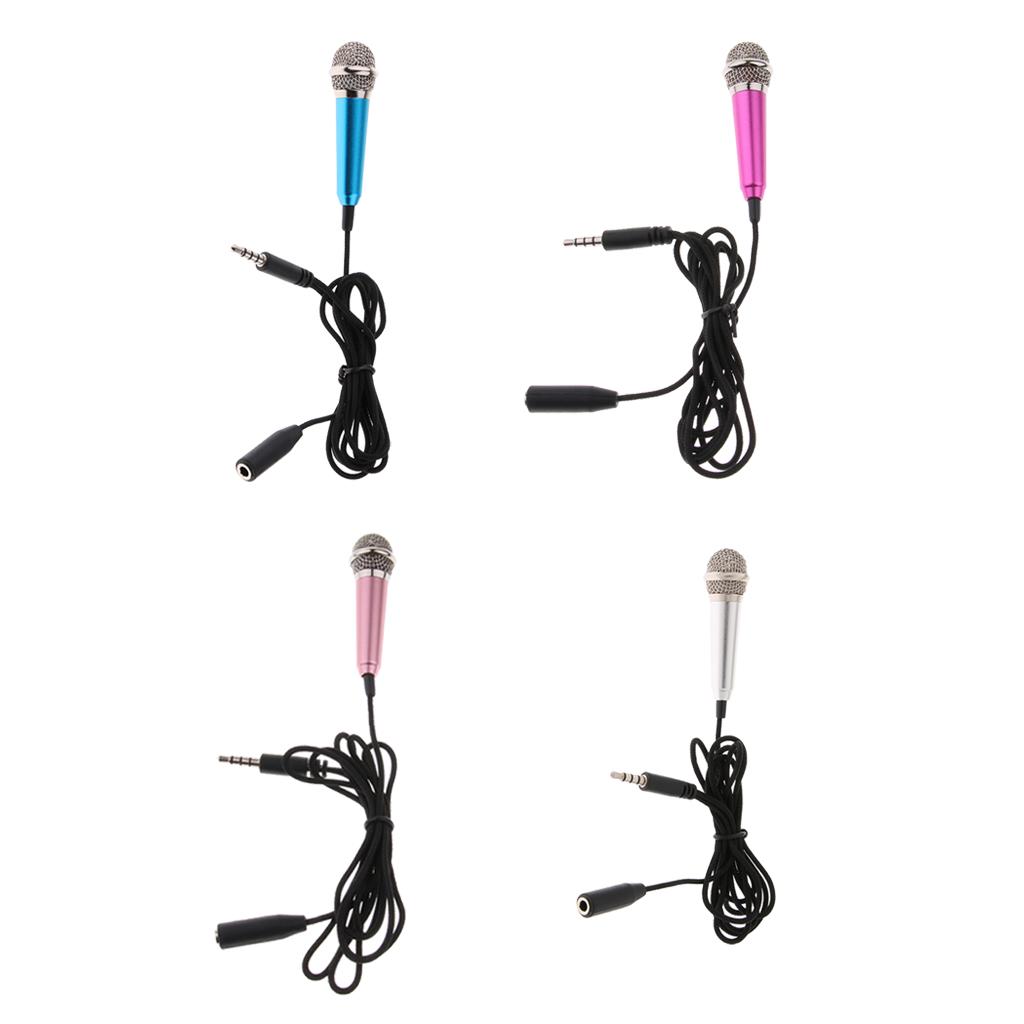 Mini 3.5mm Kablolu Cep Telefonu Mikrofonu Stereo Mikrofon Sohbet Şarkı Söyleme Kırmızı