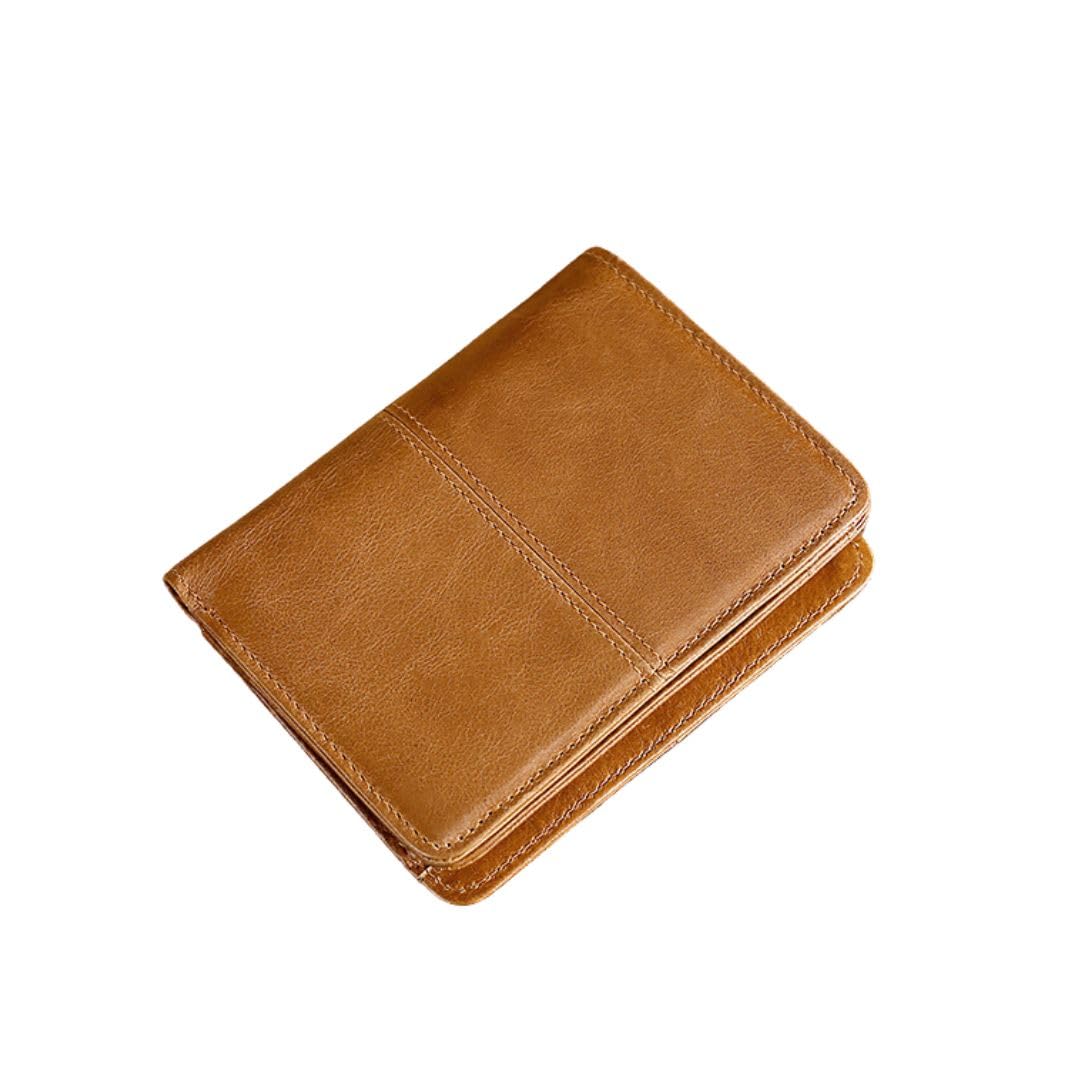 

[REMARSO] Genuine Leather Bi-fold Wallet with Coin Purse and Card Holder, Compact, Large Capacity, Natural