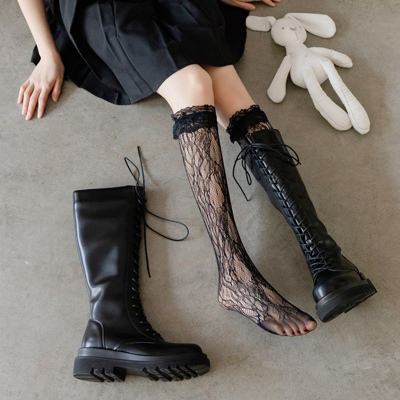 

Милые белые носки с кружевами-рюшами в японском стиле | Носки до середины икры, гольфы до колена для верховой езды и стиль JK выше колена One Size