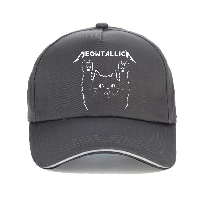 Men'S Meowtallica Rock Music Baseball Cap Funny Cartoon Cat "Master Of Kittens" Print Hip Hop Adjustable Streetwear Cap