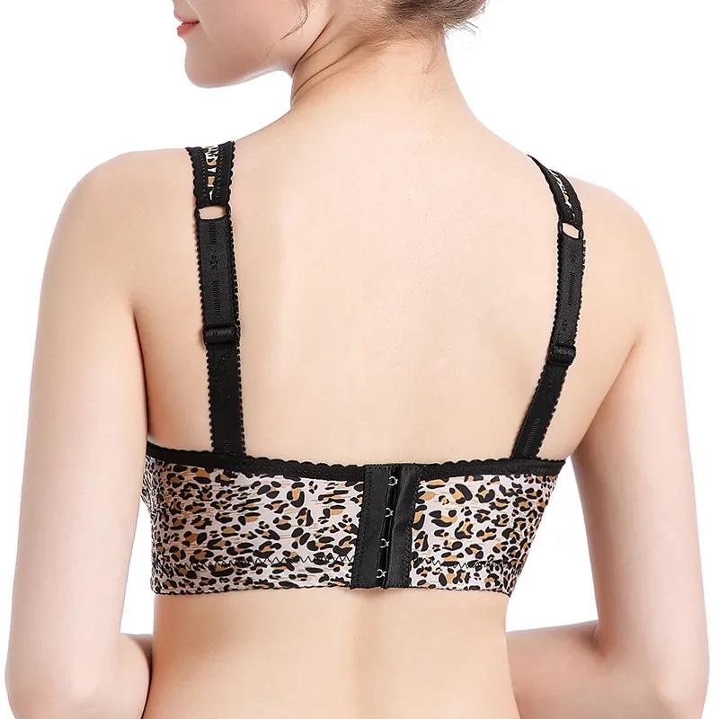 Thin Bra No Steel Ring Sexy Leopard Print Gather Tube Top Anti-Glare Underwear Thin Breathable Large Size Women's Underwear