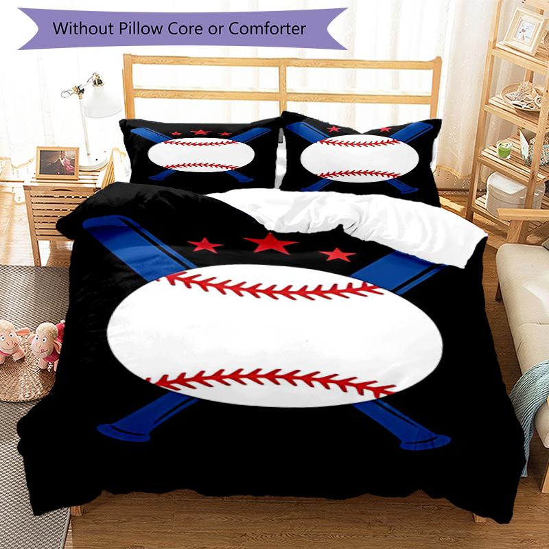 3pcs Baseball Bedding Set Duvet Cover Closure Includes 1 Duvet Cover & 2 Pillowcases, Soft and Comfortable for All Seasons.