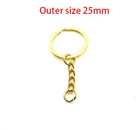 10pcs/lot 25 30mm DIY Key Chains Gold Bronze Color Keyring Keychain Short Chain Split Ring Key Rings Jewelry Finding Accessories