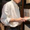 Spring and Autumn High-end Striped Seersucker Long-sleeved Shirt for Men Loose Casual Top