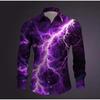 Camisas de manga larga con estampado de relámpagos para hombre, cárdigan informal, nuevas camisas de moda con botones para las fiestas