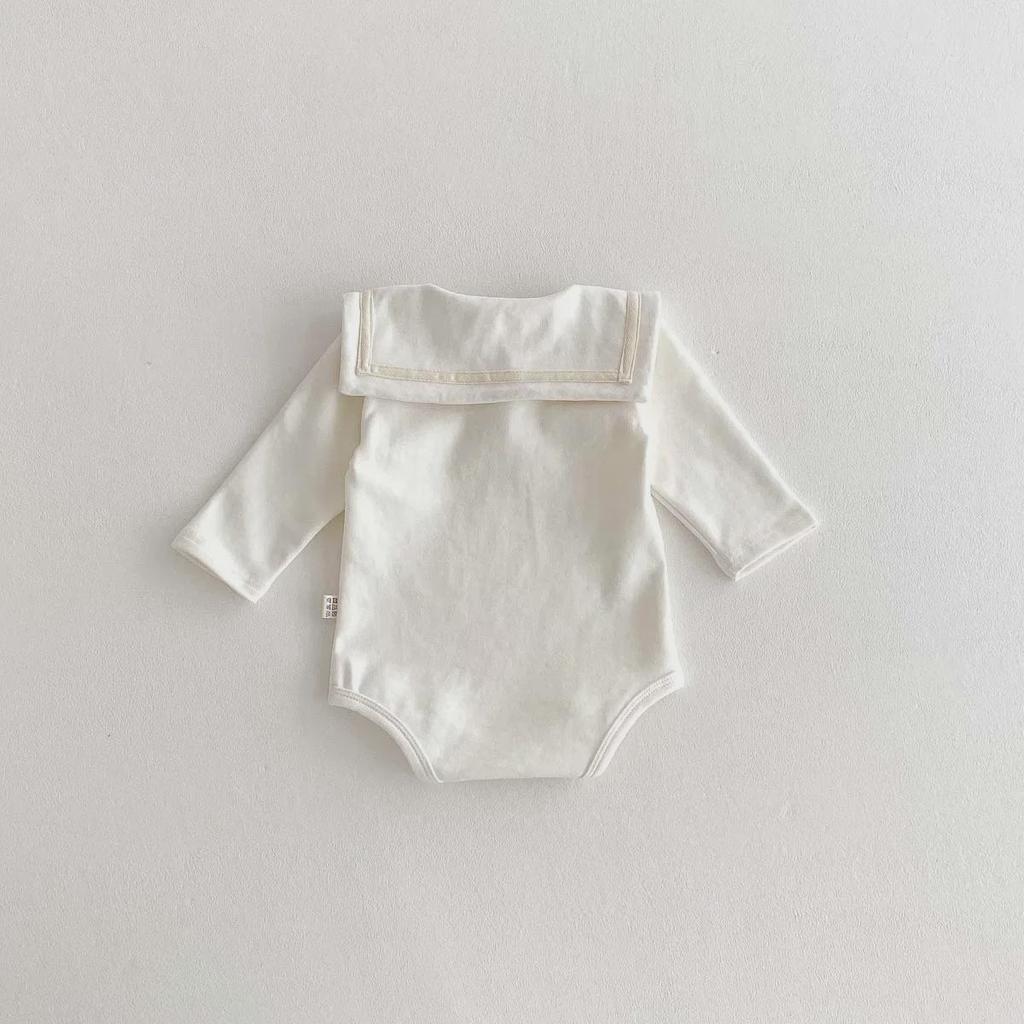 Unisex Baby Autumn Bodysuit with Doll Collar – Long-Sleeved, Fleece Jumpsuit for Warmth