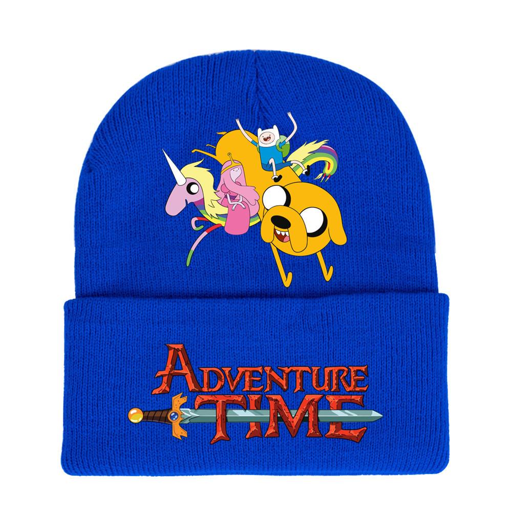 Adventure Time Cartoon Print Acrylic Knit Hat Winter Warm Unisex Beanie For Adults Teens