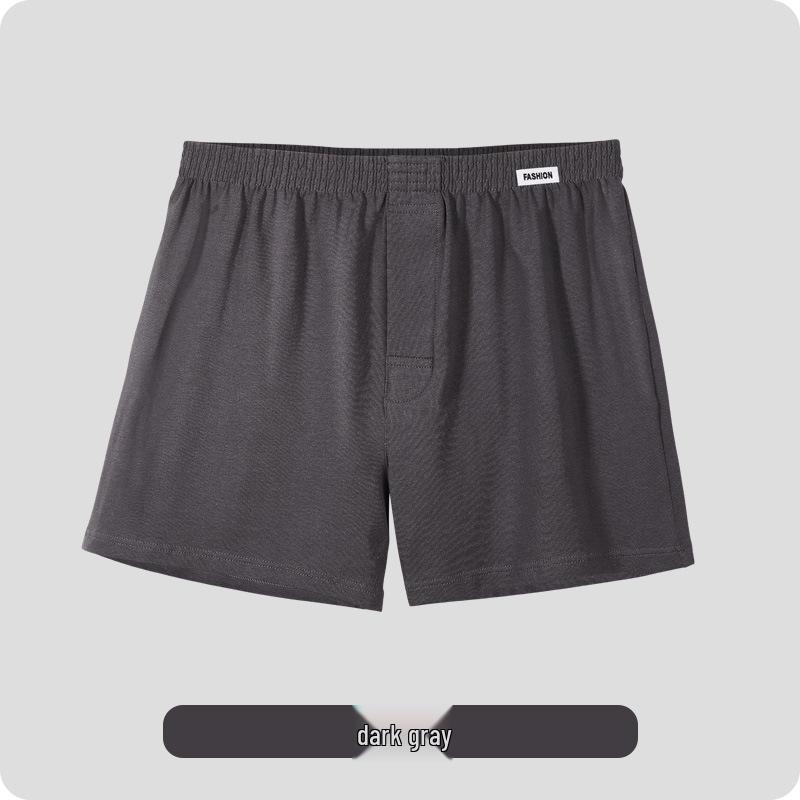 

Plus Size Men s Cotton Boxer Briefs - Loose Fit Square Leg Shorts 2XL темно-серого