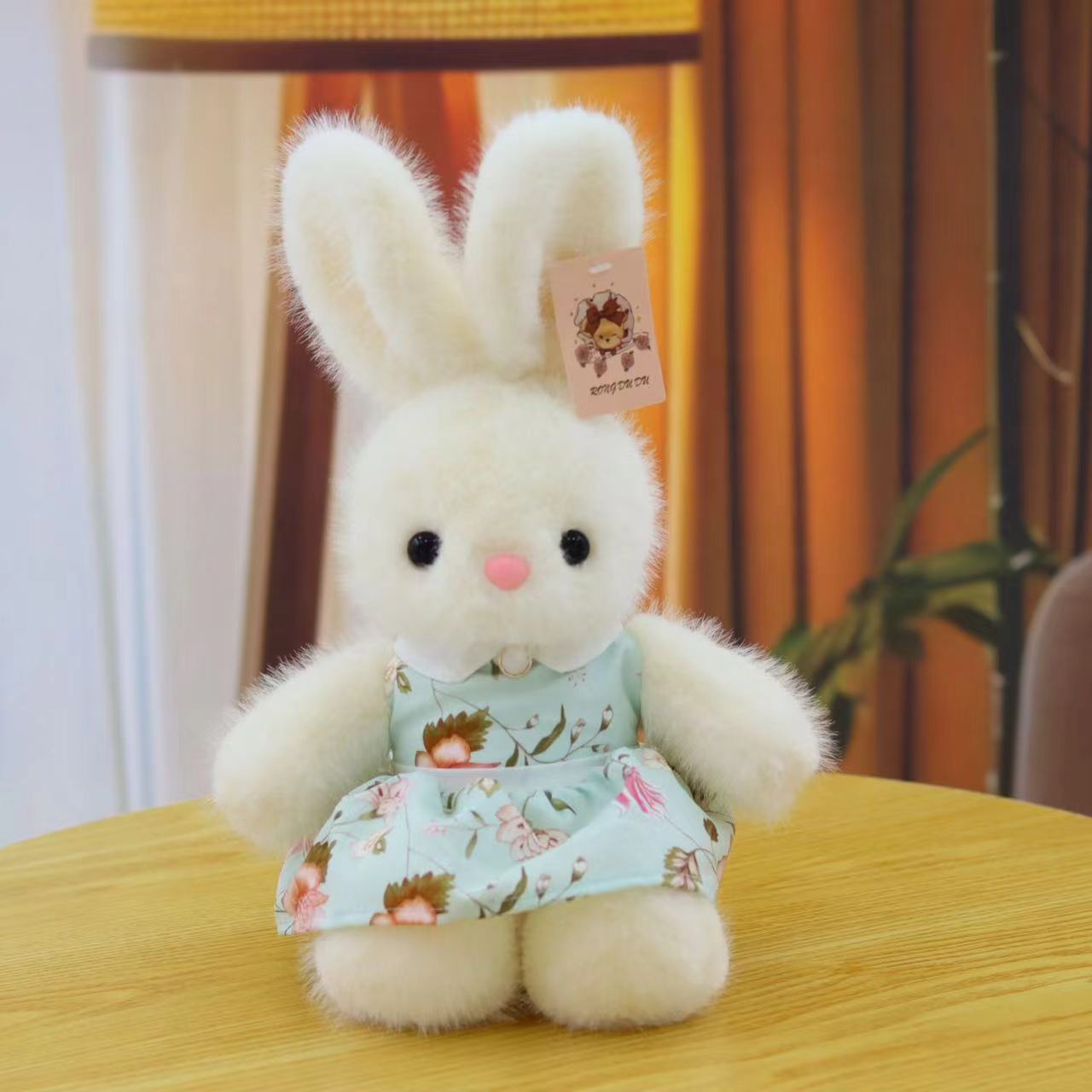 

Cute little white rabbit plush toy floral skirt rabbit doll grab machine rag doll girl birthday gift 30cm8-inch grab machine doll 0.2kg