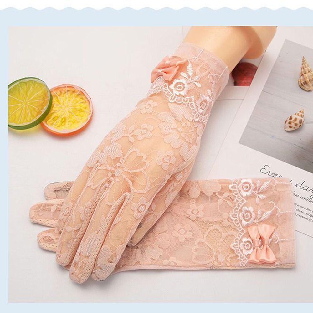 Lace Sunscreen Gloves Anti-Slip Touch Screen Gloves Elegant Ice Silk Glove  Outdoor