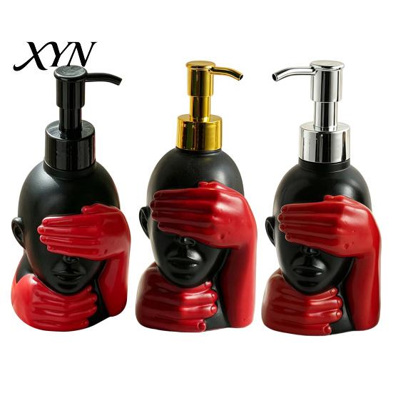 Großer Kapazität Seifenspender 200 ml Spenderflasche, Sanfte Schaumbildung Künstlerisches Schwarz-Rot Design Und Flasche für Badezimmerdekor Rostbeständige Pumpe