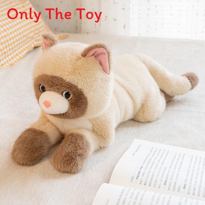 Silver Gradient Small Cat Plush Doll With Short Pile Fabric For Children Gift