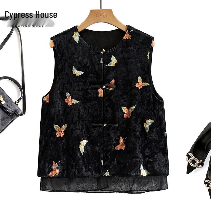 

Женский винтажный жилет Sibaishe с застежкой на китайские узлы и лоскутным шитьем M