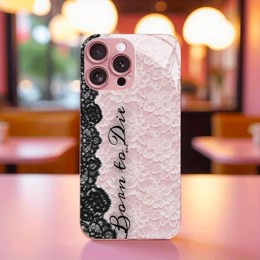 Modern Pink Lace Print phone case for iphone 17 case for iphone 17 pro max cover Glass for iPhone 17 16 15 14 13 12pm Pro P