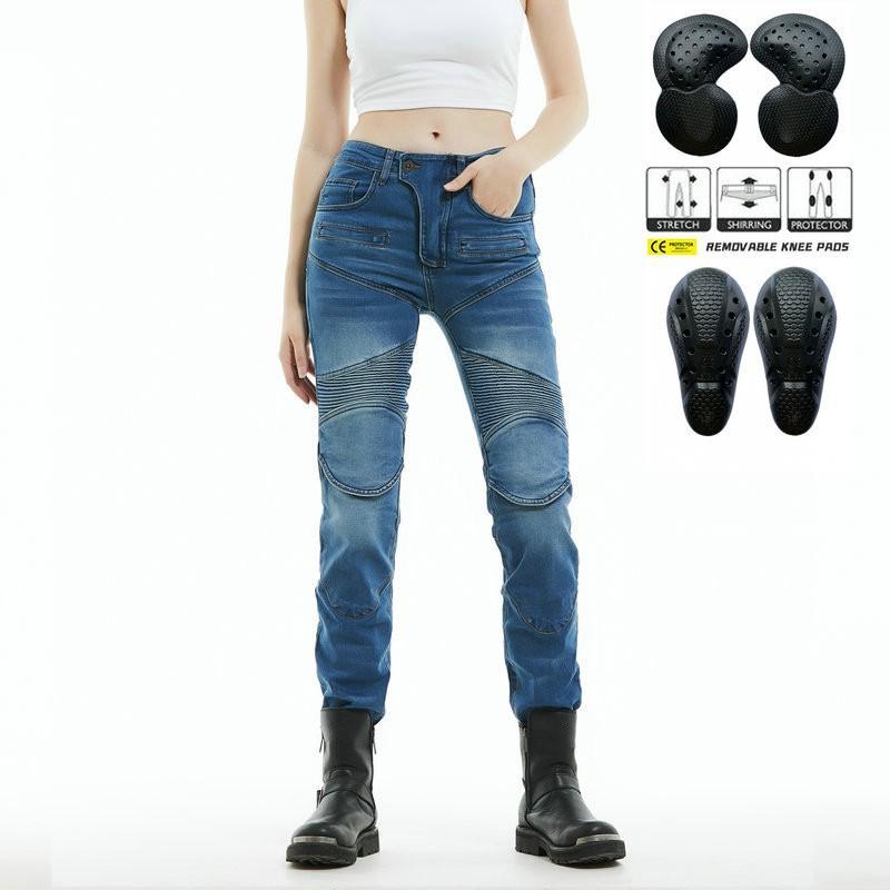 

VOLERO Motorcycle Jeans Female Knight Outdoor Racing Riding Pants Retro Stretch Drop Resistance S