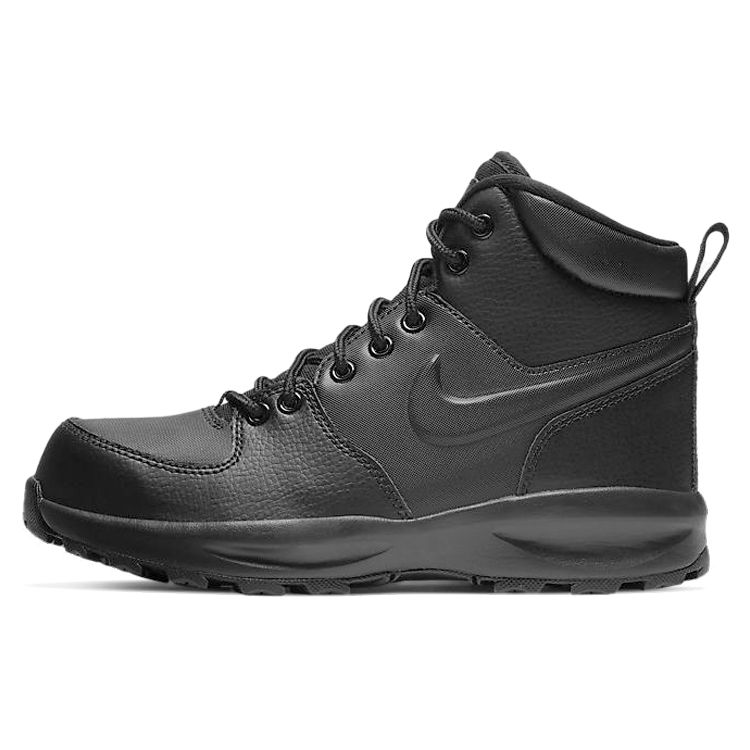 Nike Manoa Leather GS Triple Black Black Casual Outdoor Boots BQ5372-001 EU 35.5