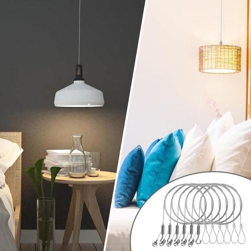 COOLBOTANG Picture Rail Wire Hook Set with Swivel Brackets (1mm X 1m - Set of 6) Stainless Steel Wire Rope, Adjustable Height, Fall Prevention Wire Fo