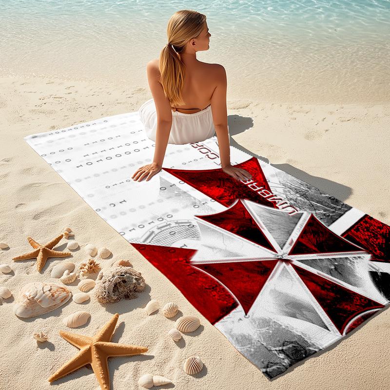 Resident Evil game, Umbrella Corporation, soft beach towel, outdoor camping vacation swimming beach towel, outdoor absorbent bath towel, Q10