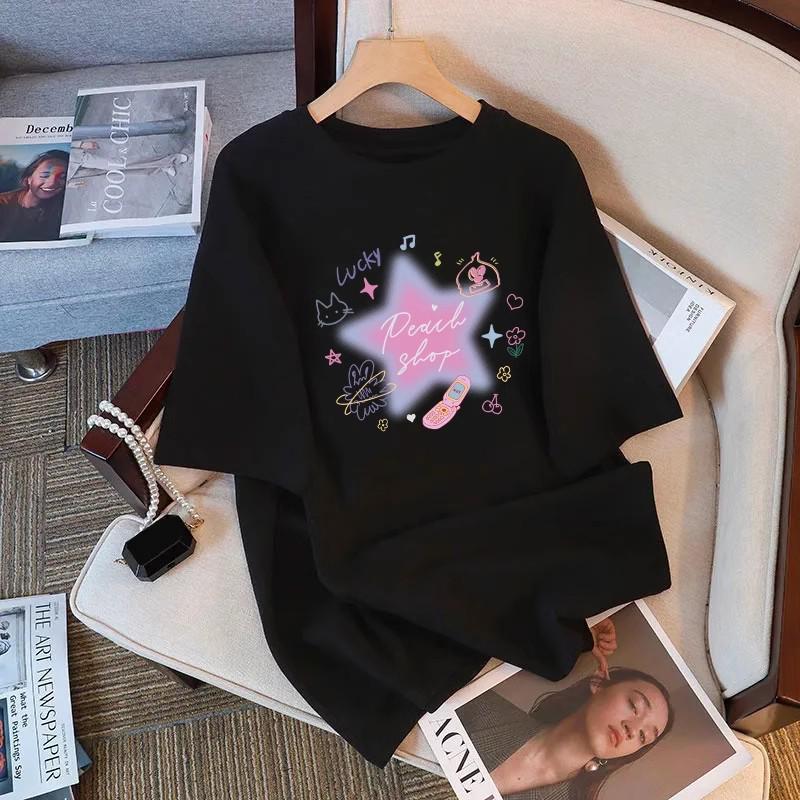 Women's White Printed Short-Sleeve T-Shirt, Summer 2025, New Loose Plus Size Half-Sleeve Design