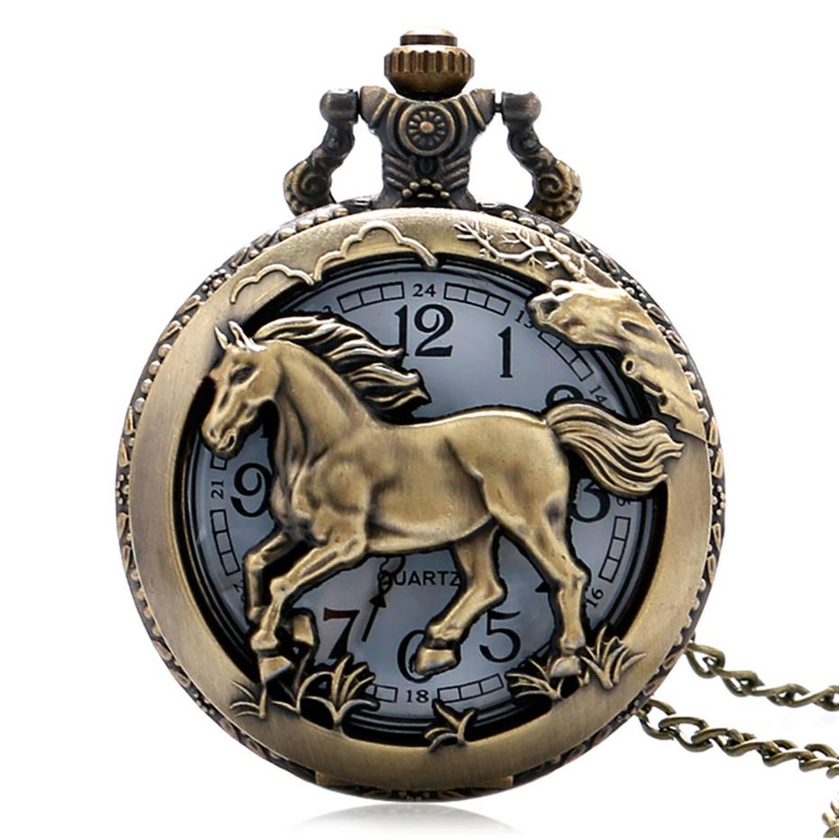 Vintage Chinese Zodiac Quartz Pocket Watch Necklace Pendant Gift Collectible Gifts for Men Women