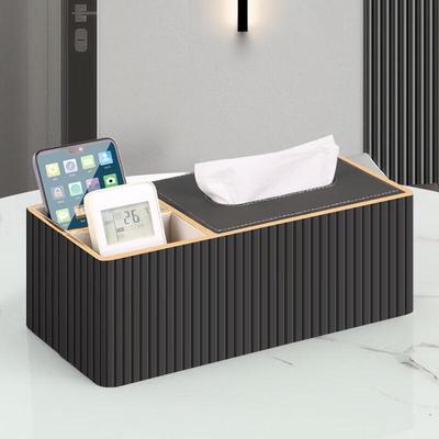 Dual-Use White Leather Tissue & Storage Box