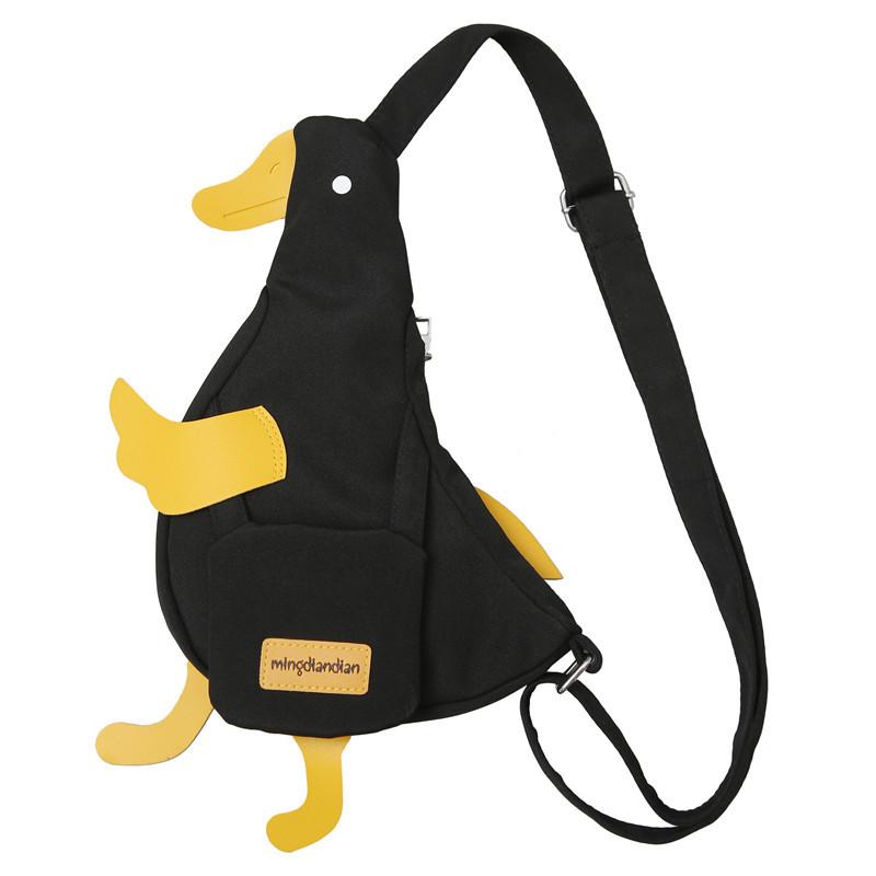 Women Shoulder Bag Cute Duck Canvas Bag Female Student Messenger Shoulder Bag Trendy Funny Cute Cartoon Chest Bag