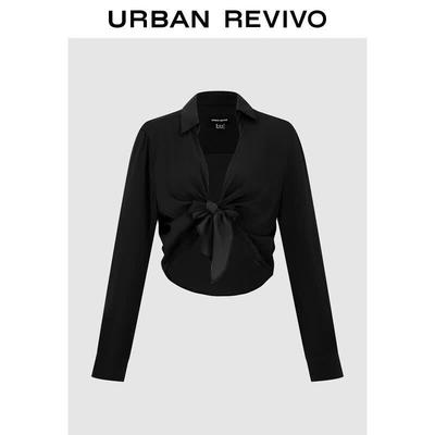 UR Women's Lapel Twist-Tie Blouse