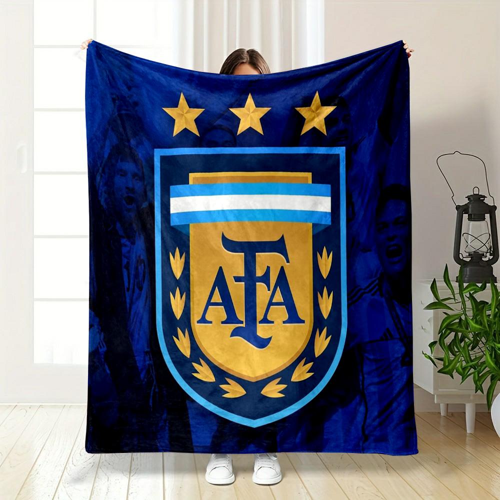 Blue and Gold AFA Logo Designed Flannel Blanket for Bedroom, Living Room, Sofa, and Nap