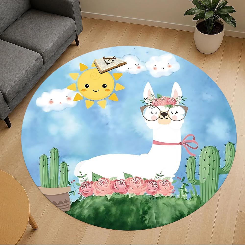 1pc llama flower Round Chair mat Area Rug - Non-Slip, Floor Mat for Office, Bedroom, and Indoor Decor c1125380