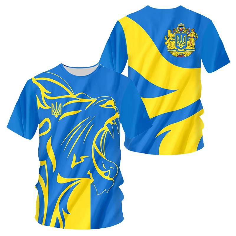 Ukraine Flag National Emblem Tshirts 3D Print T-Shirt Summer T Shirt Fashion Kids Casual Boy Girl Unisex Round Neck Tees TShirt
