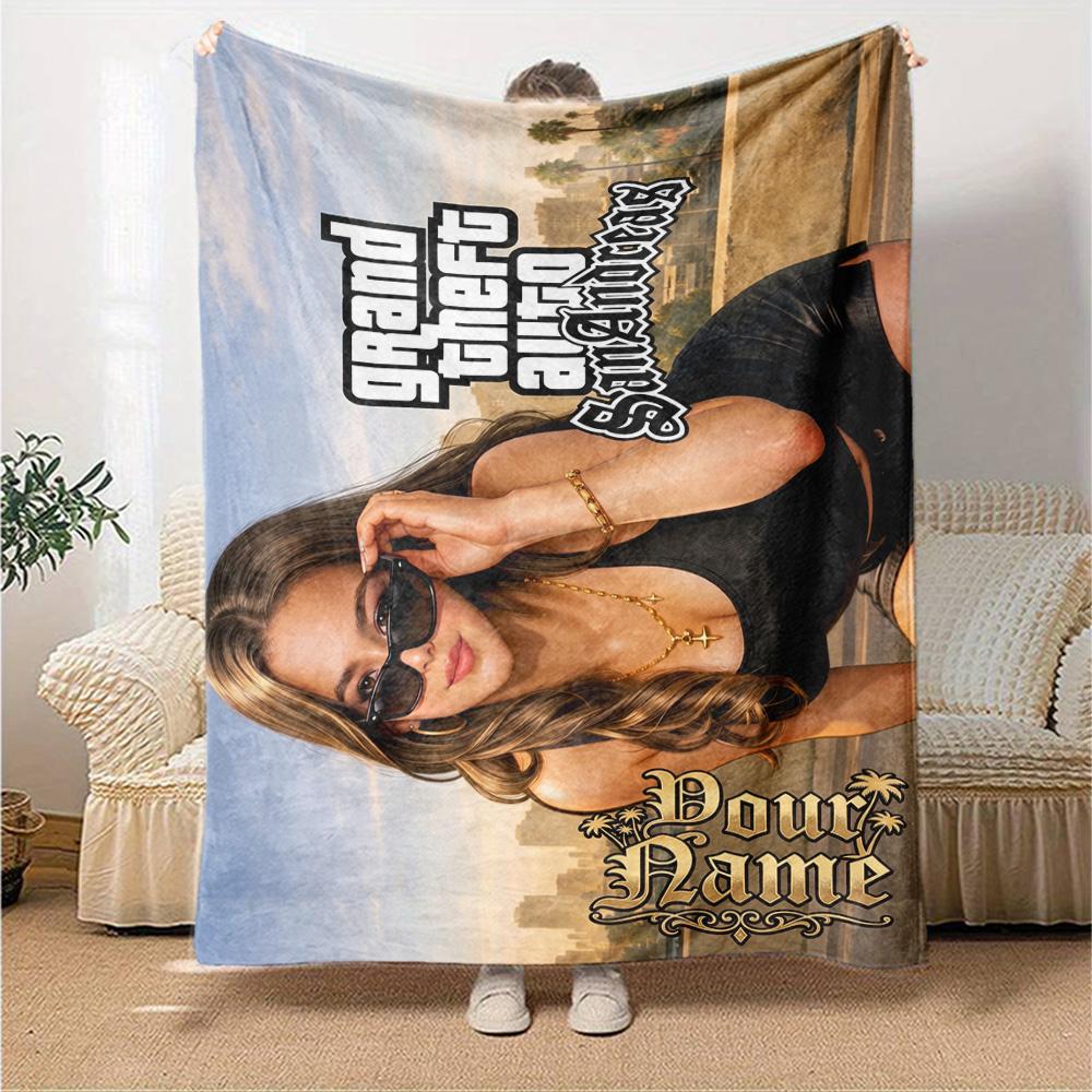 Gta Customize Your Name Blanket Lightweight Customizable Blanket Soft & Cozy Throw For Home Decor Bed Nap Sofa Four Seasons Universal