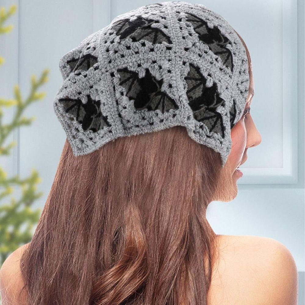 Halloween Hair Accessories Halloween Triangle Hair Scarf Bat Ghost Strap Knitted Headbands